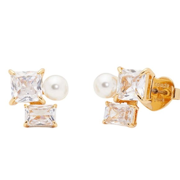 KATE SPADE • Victoria Cluster Stud Gold Pearl Earrings - Picture 3 of 7